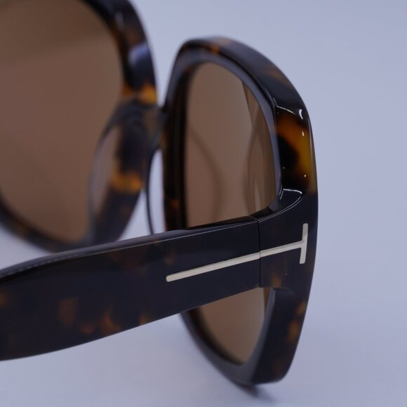 Tom Ford FT1221 52E Saffron Sunglasses Dark Havana Square Frame, Brown Lenses - Picture 5 of 10